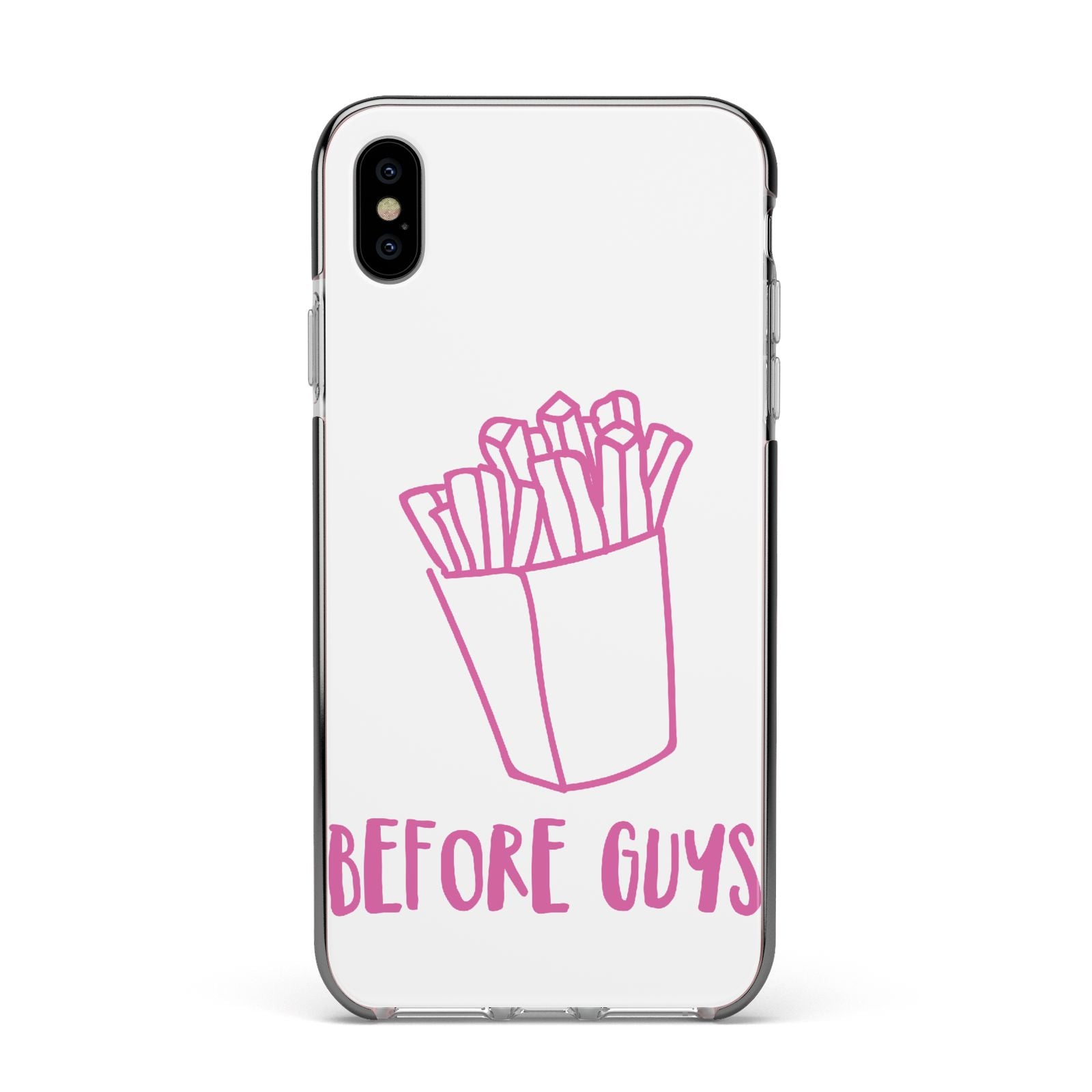 Valentines Fries Before Guys Apple iPhone Xs Max Impact Case Black Edge on Silver Phone
