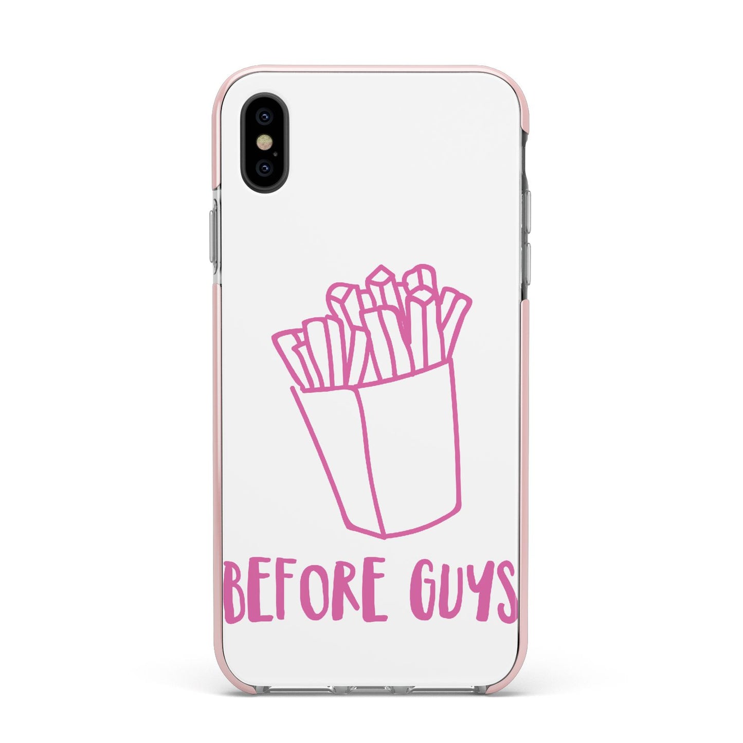 Valentines Fries Before Guys Apple iPhone Xs Max Impact Case Pink Edge on Black Phone