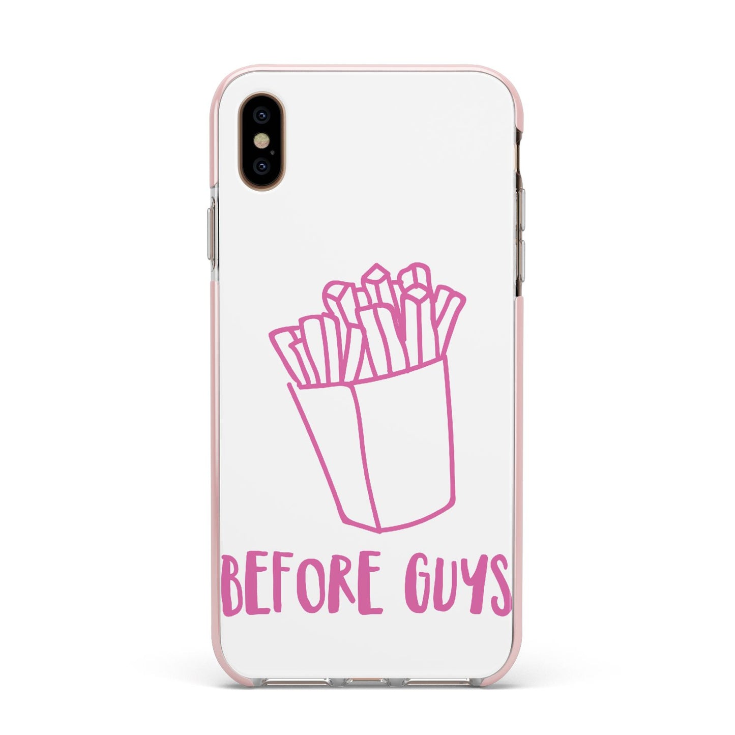 Valentines Fries Before Guys Apple iPhone Xs Max Impact Case Pink Edge on Gold Phone