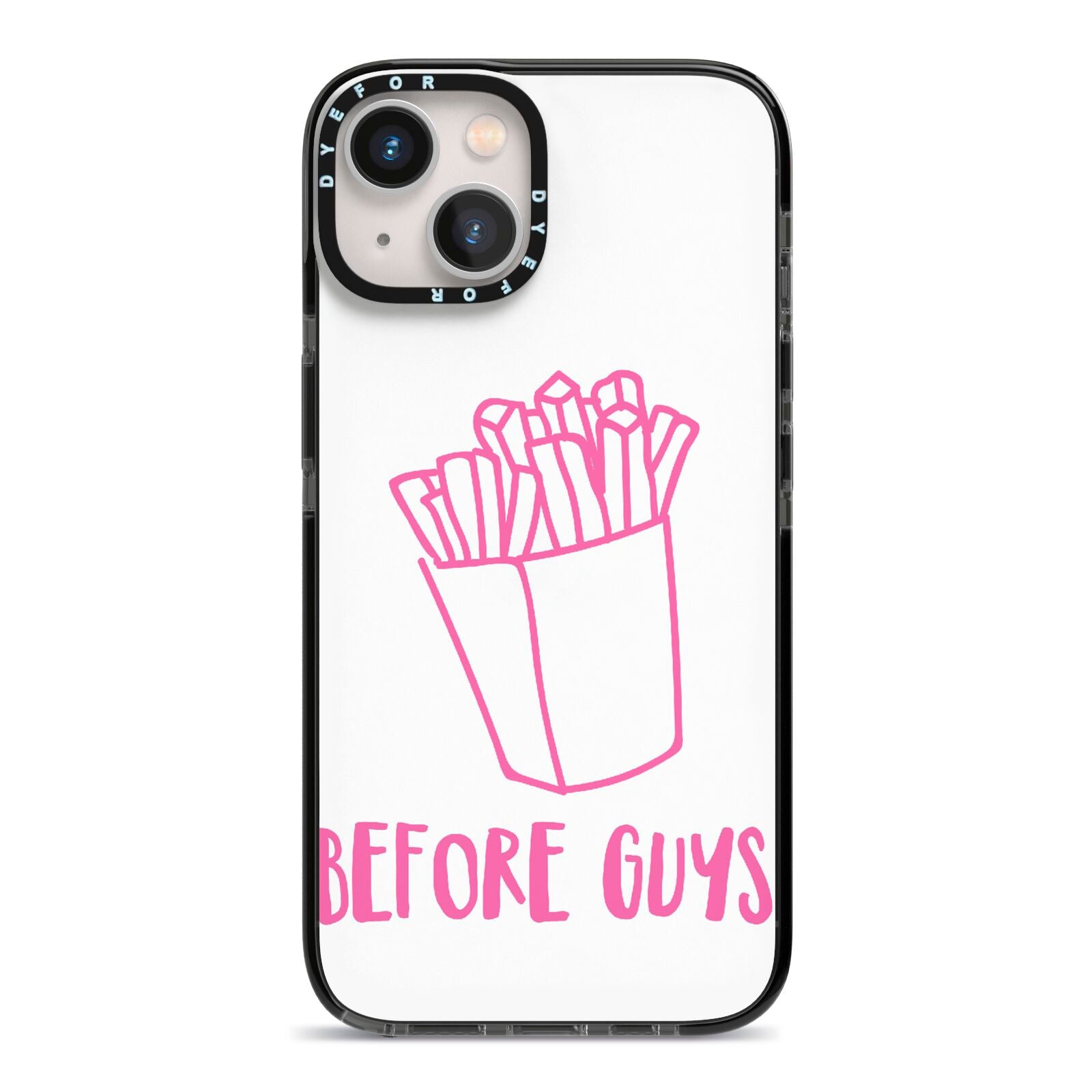 Valentines Fries Before Guys iPhone 13 Black Impact Case on Silver phone