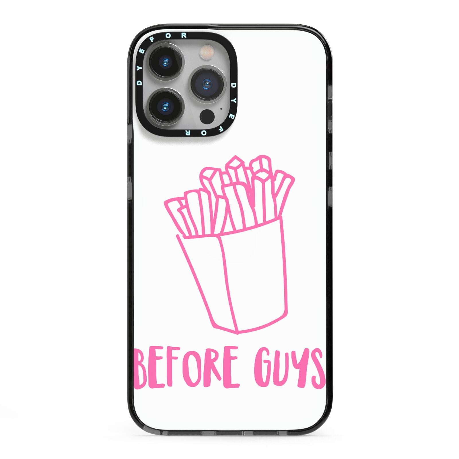 Valentines Fries Before Guys iPhone 13 Pro Max Black Impact Case on Silver phone