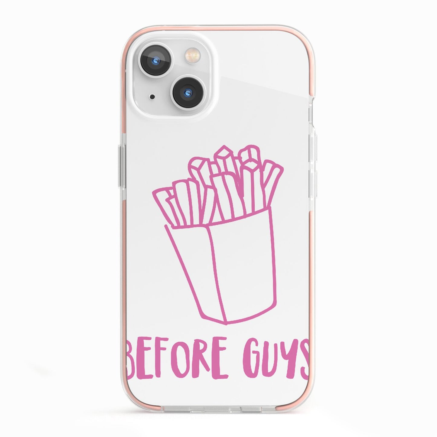 Valentines Fries Before Guys iPhone 13 TPU Impact Case with Pink Edges