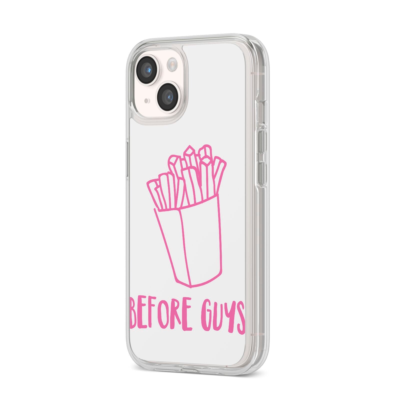Valentines Fries Before Guys iPhone 14 Clear Tough Case Starlight Angled Image