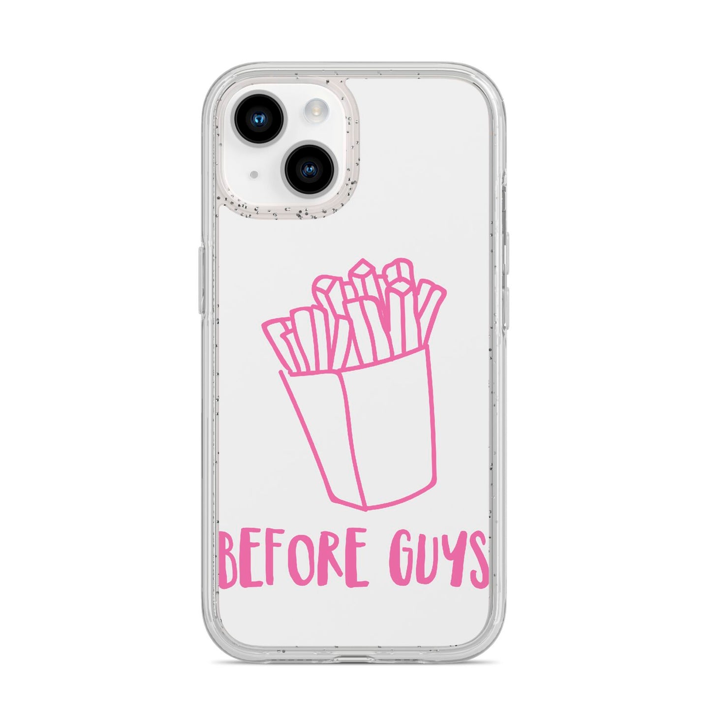 Valentines Fries Before Guys iPhone 14 Glitter Tough Case Starlight