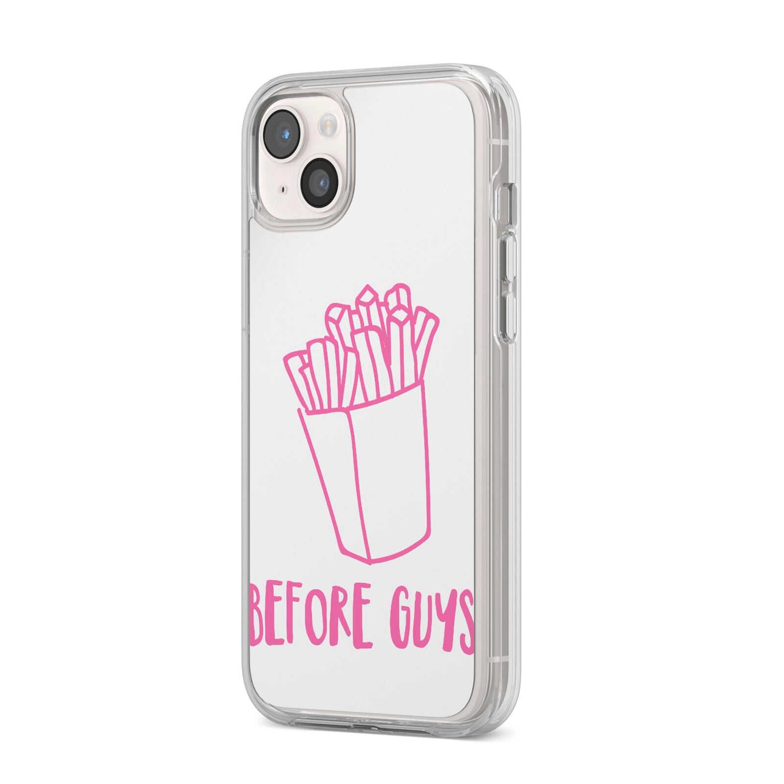 Valentines Fries Before Guys iPhone 14 Plus Clear Tough Case Starlight Angled Image