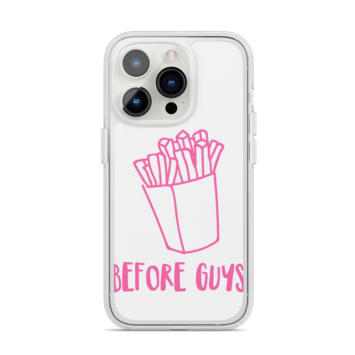 Valentines Fries Before Guys iPhone 14 Pro Clear Tough Case Silver