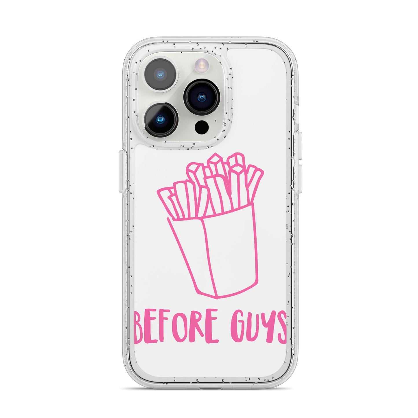 Valentines Fries Before Guys iPhone 14 Pro Glitter Tough Case Silver