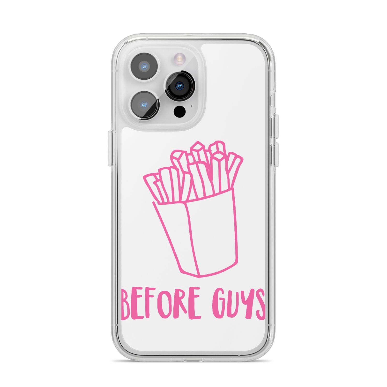Valentines Fries Before Guys iPhone 14 Pro Max Clear Tough Case Silver