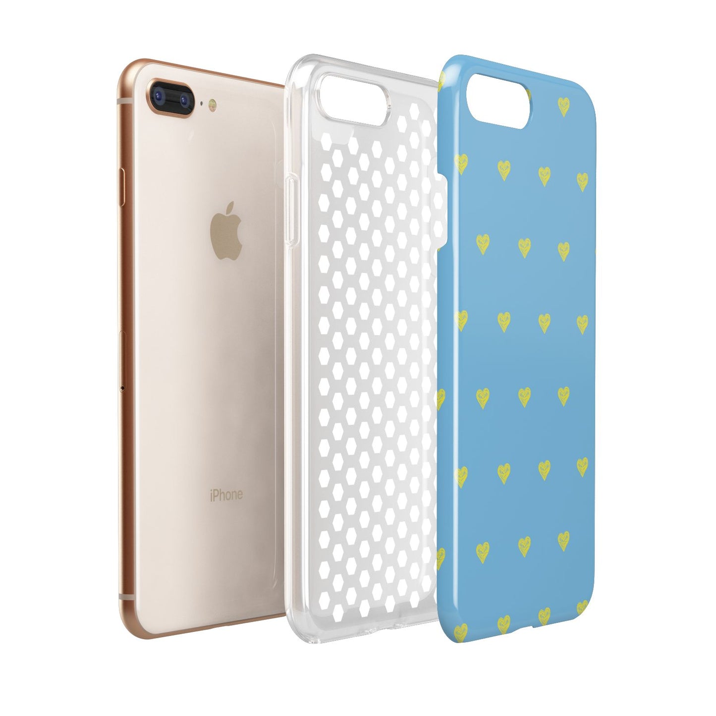 Valentines Hearts Polka Dot Apple iPhone 7 8 Plus 3D Tough Case Expanded View