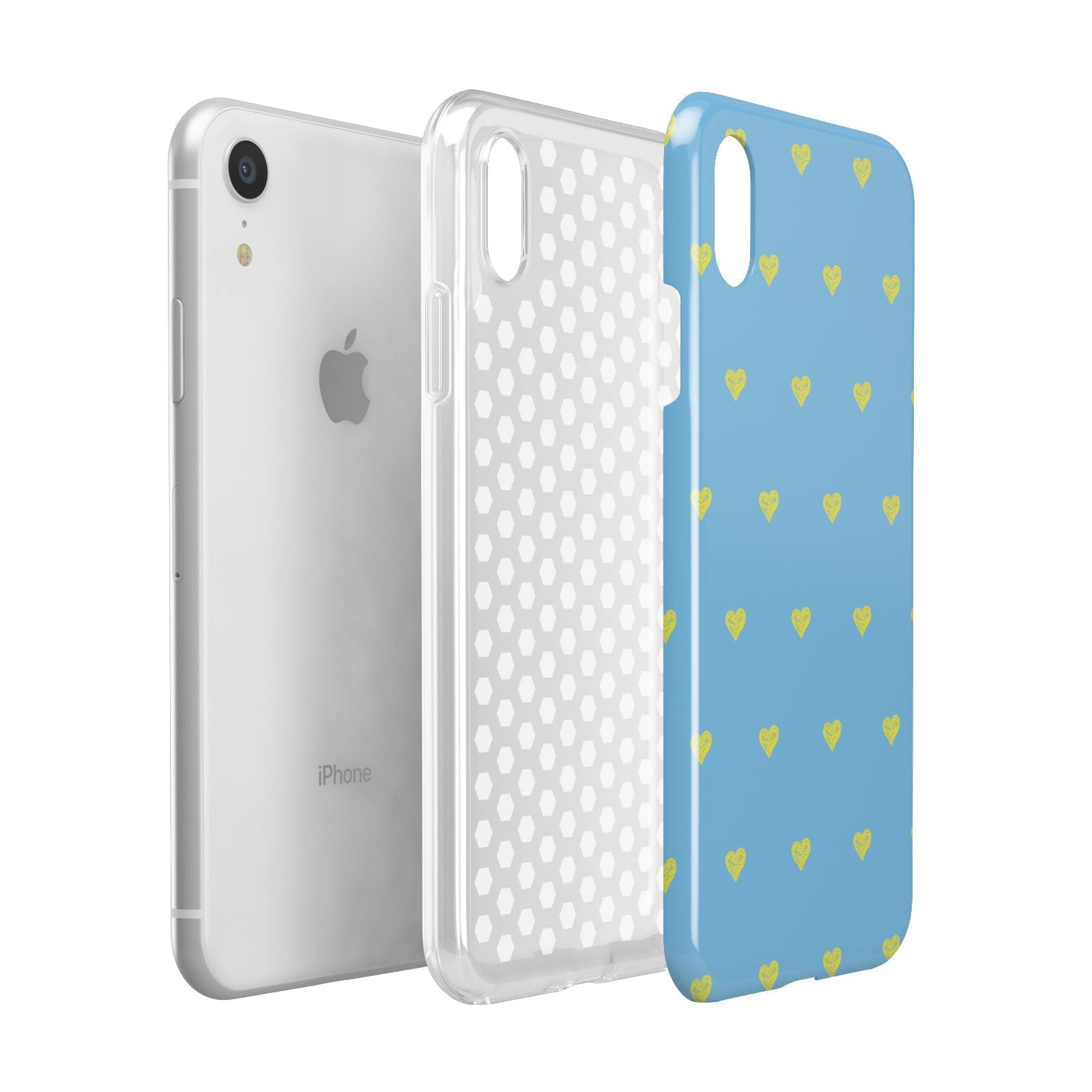 Valentines Hearts Polka Dot Apple iPhone XR White 3D Tough Case Expanded view