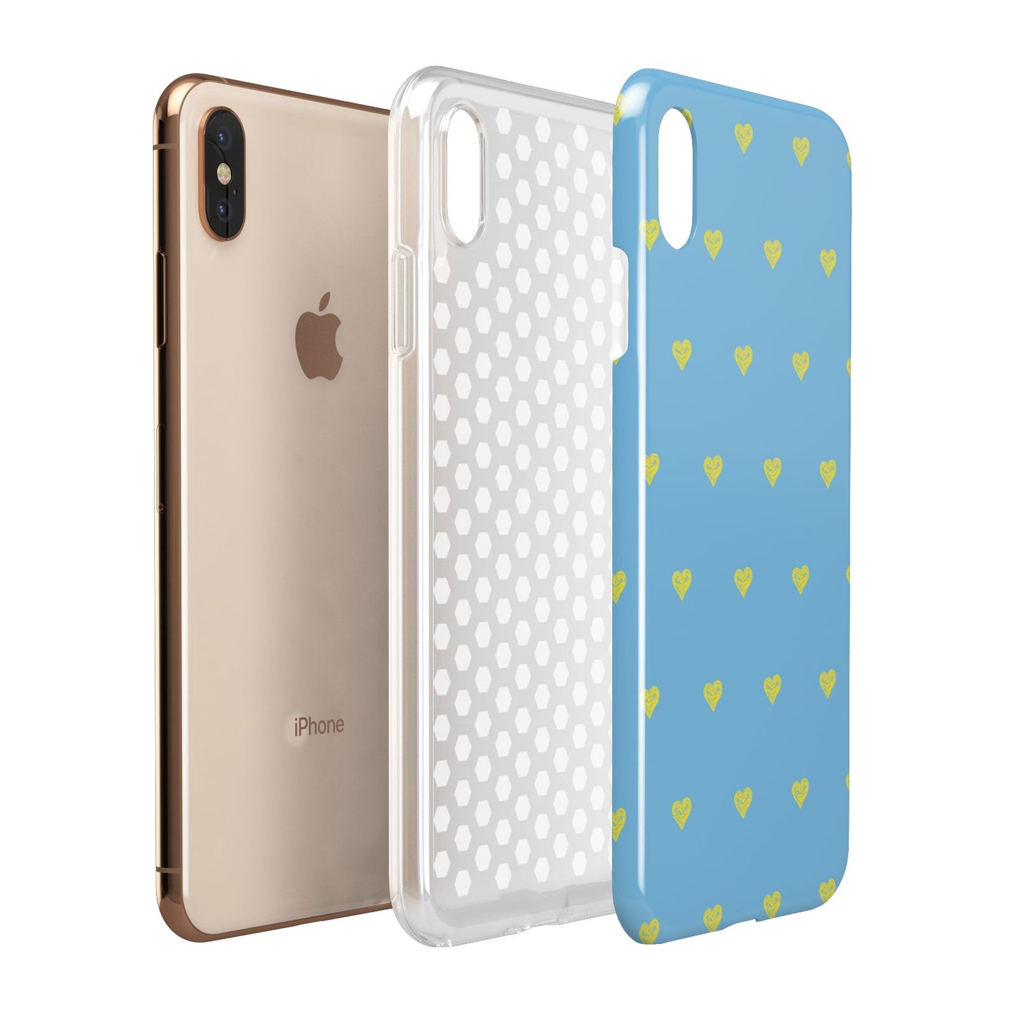 Valentines Hearts Polka Dot Apple iPhone Xs Max 3D Tough Case Expanded View