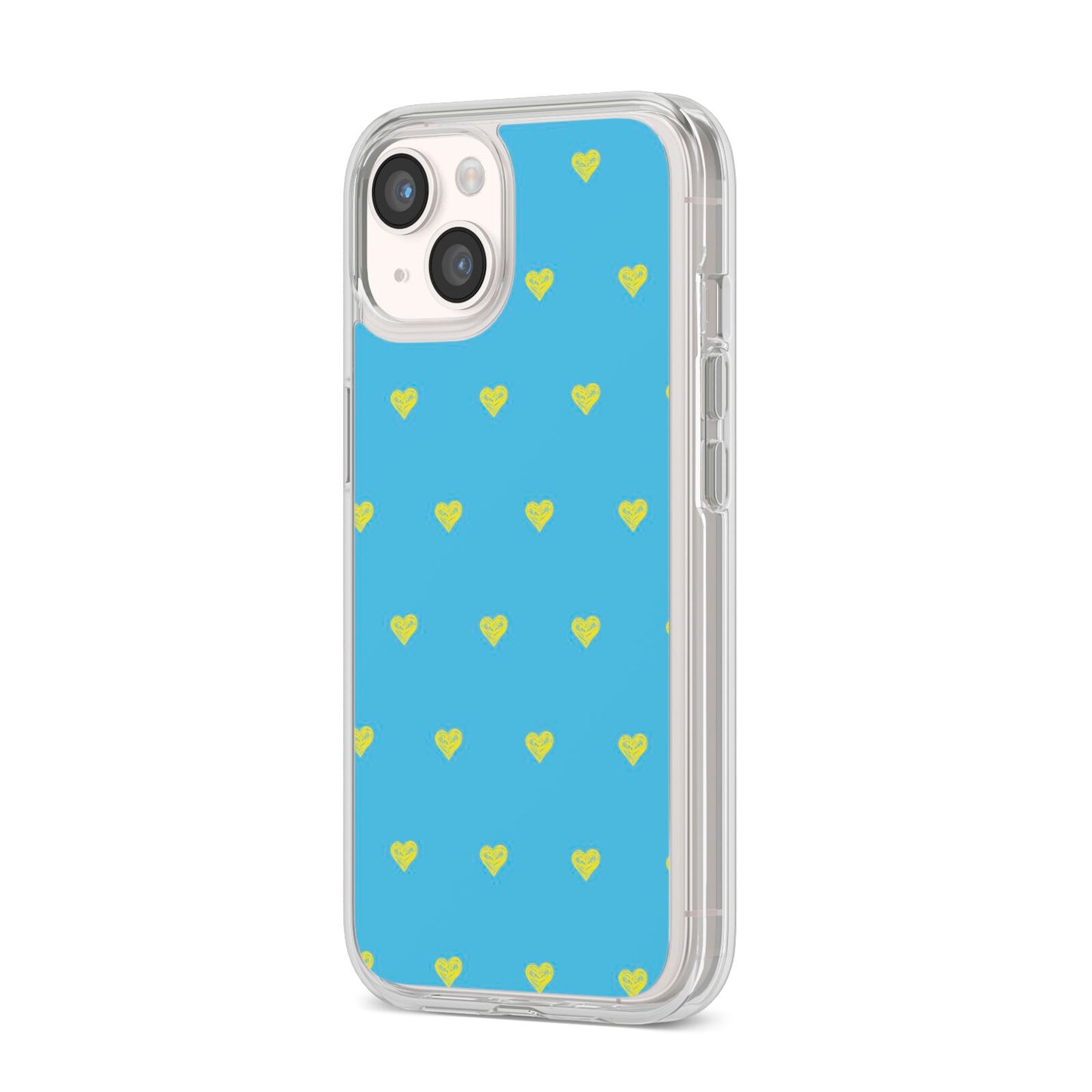 Valentines Hearts Polka Dot iPhone 14 Clear Tough Case Starlight Angled Image