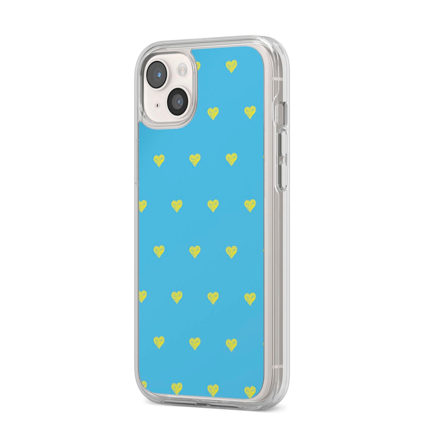Valentines Hearts Polka Dot iPhone 14 Plus Clear Tough Case Starlight Angled Image