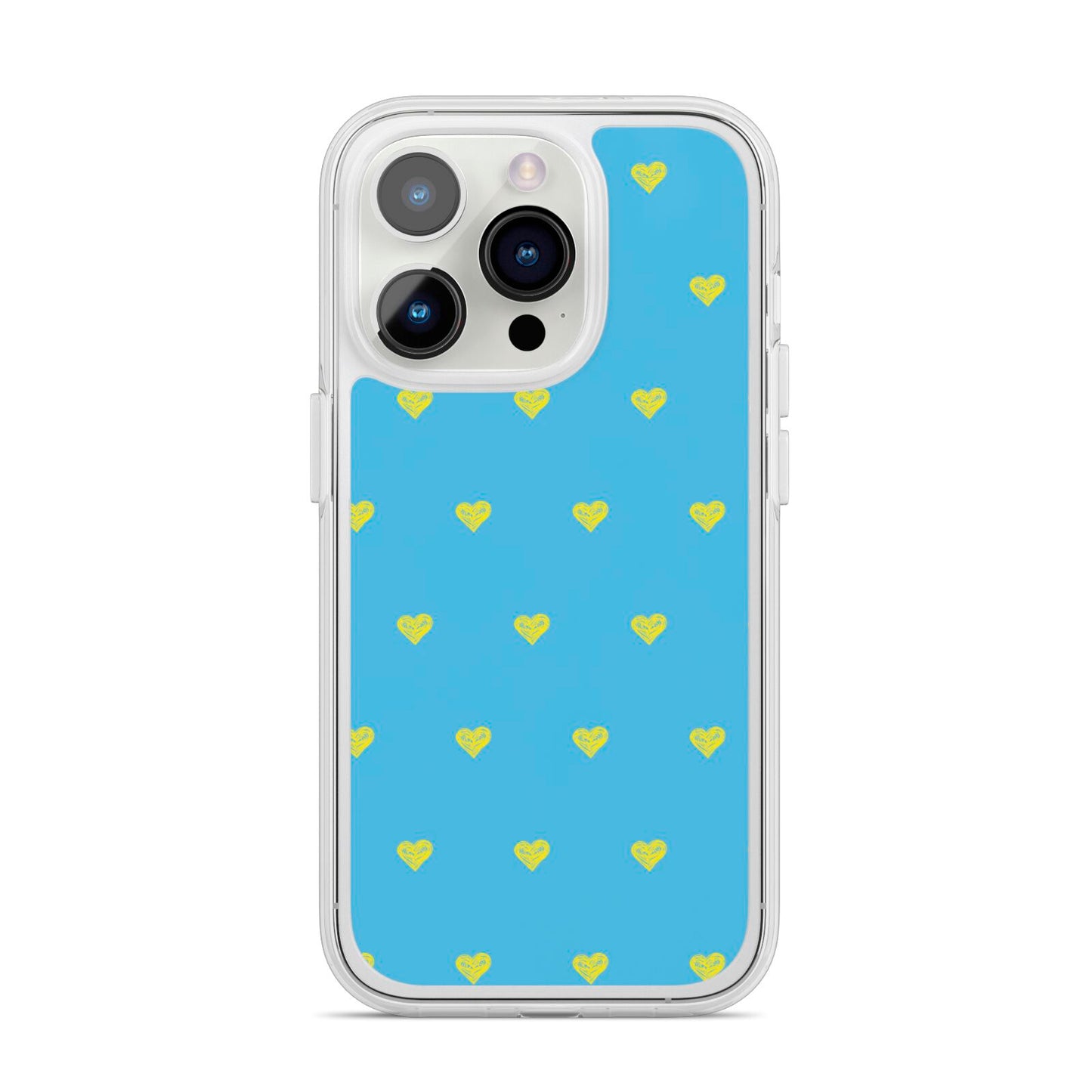 Valentines Hearts Polka Dot iPhone 14 Pro Clear Tough Case Silver