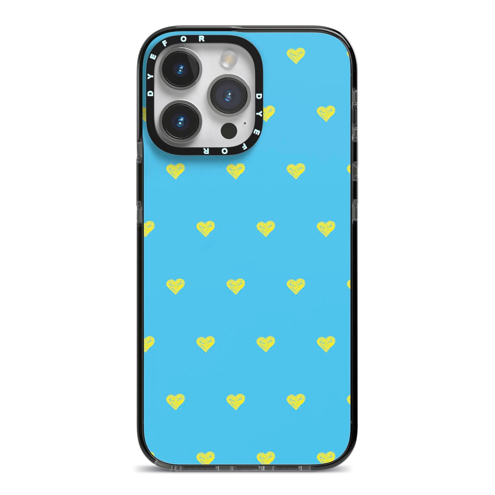 Valentines Hearts Polka Dot iPhone 14 Pro Max Black Impact Case on Silver phone