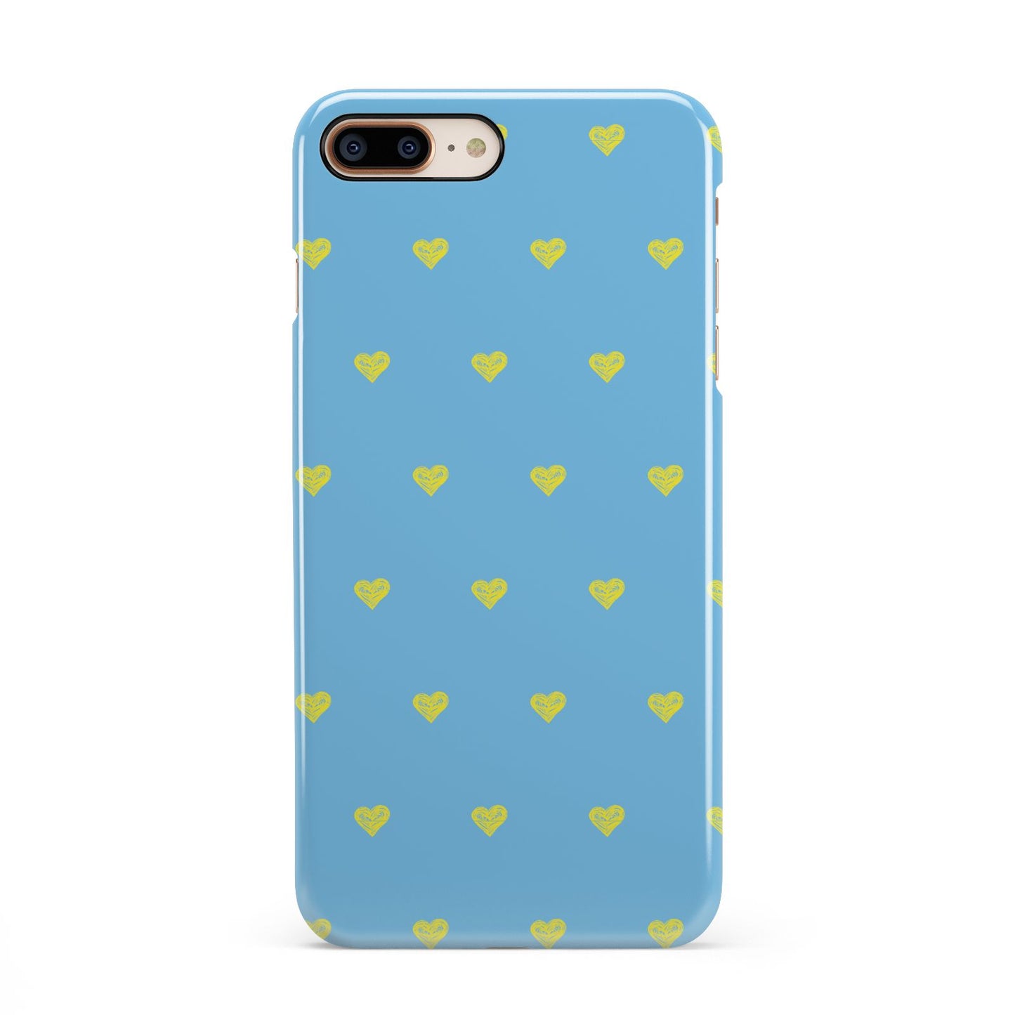 Valentines Hearts Polka Dot iPhone 8 Plus 3D Snap Case on Gold Phone
