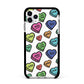 Valentines Love Heart Sweets Apple iPhone 11 Pro Max in Silver with Black Impact Case