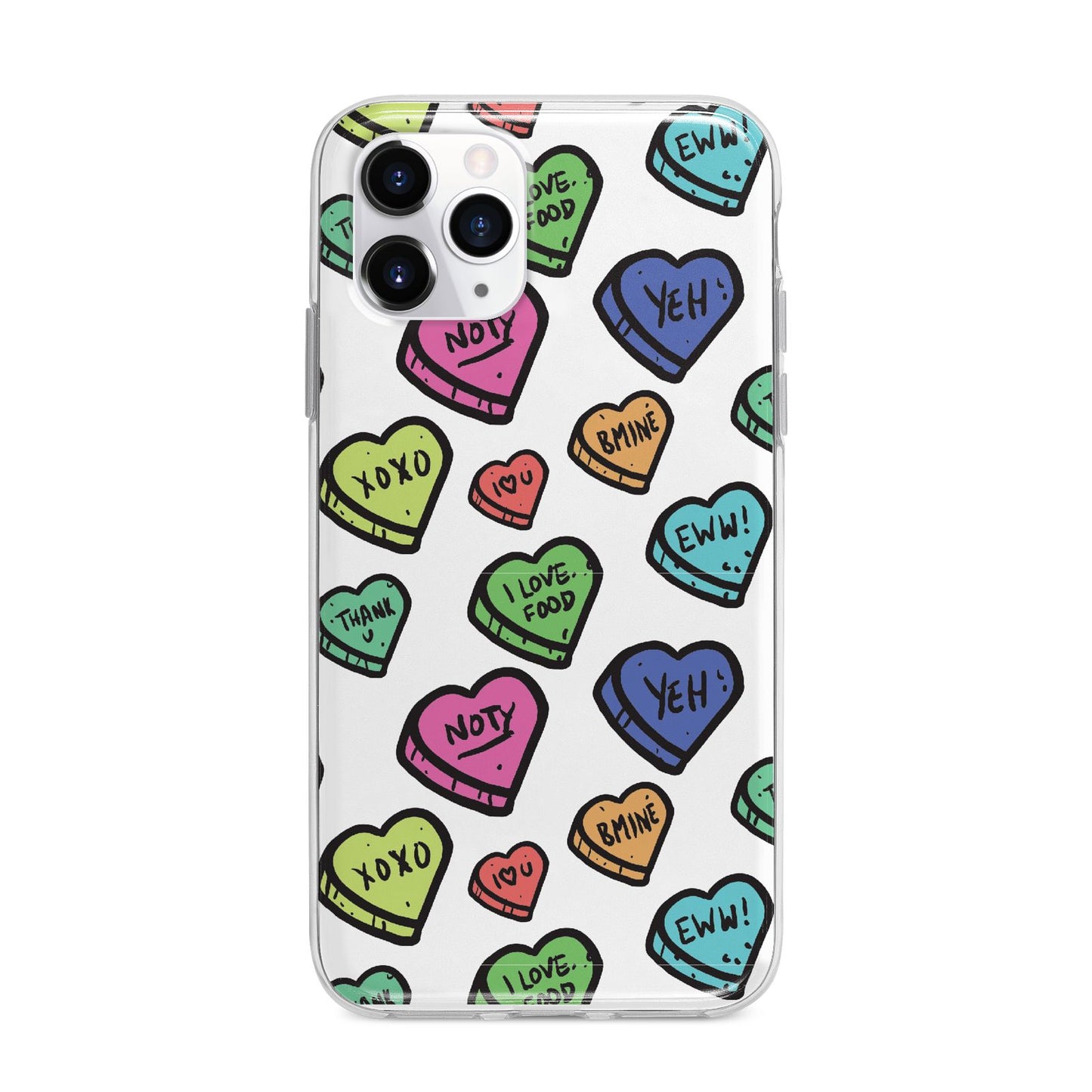 Valentines Love Heart Sweets Apple iPhone 11 Pro Max in Silver with Bumper Case
