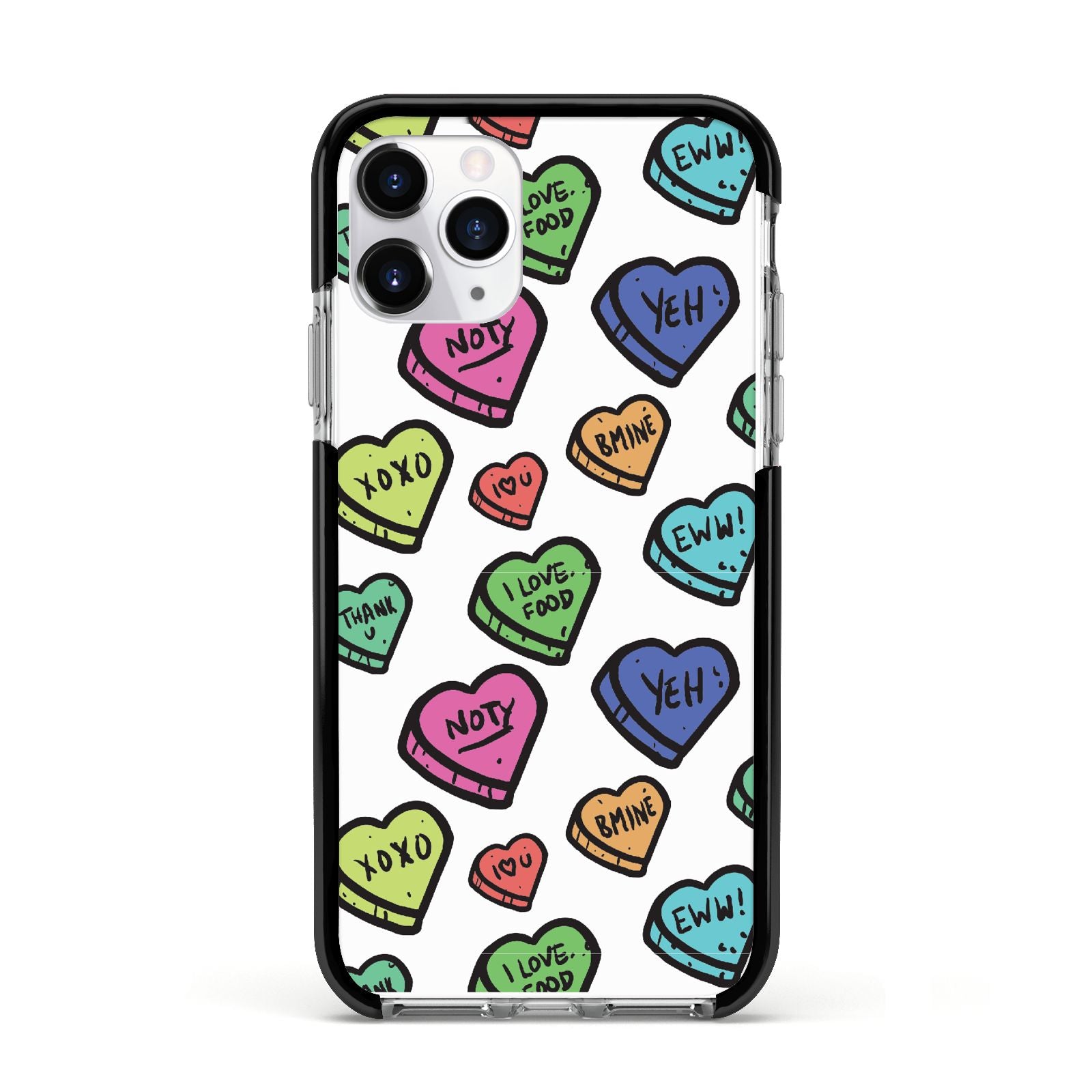 Valentines Love Heart Sweets Apple iPhone 11 Pro in Silver with Black Impact Case