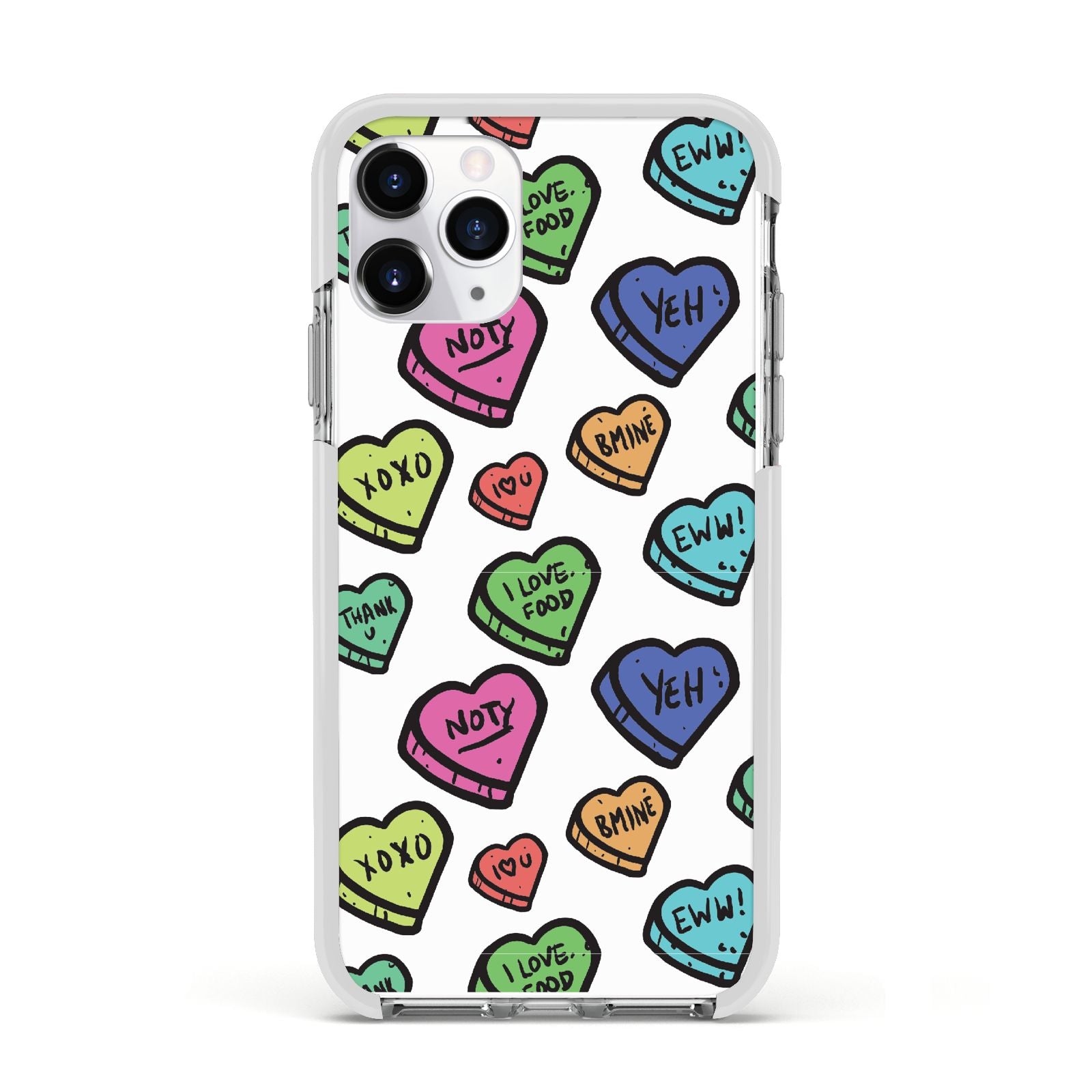 Valentines Love Heart Sweets Apple iPhone 11 Pro in Silver with White Impact Case