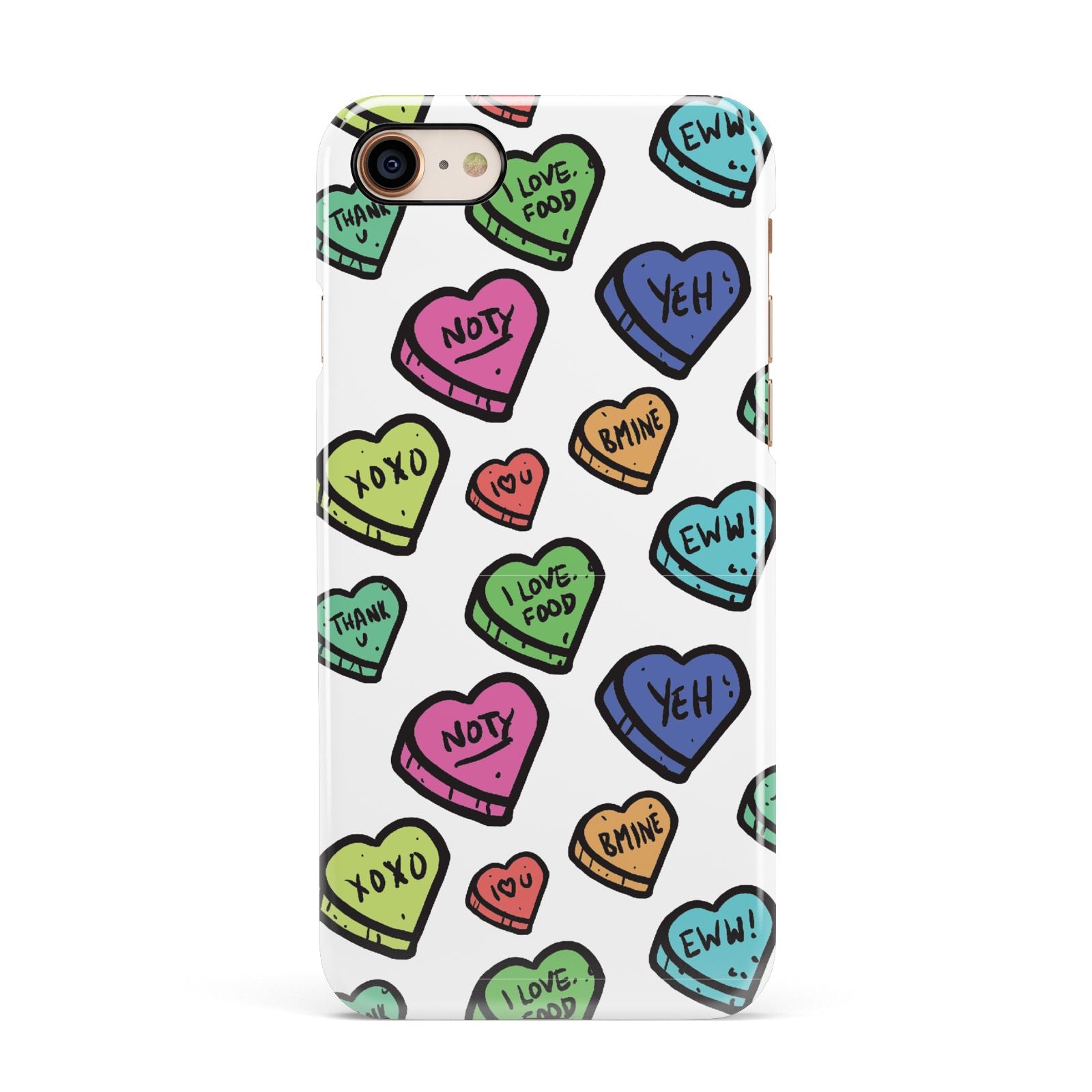 Valentines Love Heart Sweets Apple iPhone 7 8 3D Snap Case