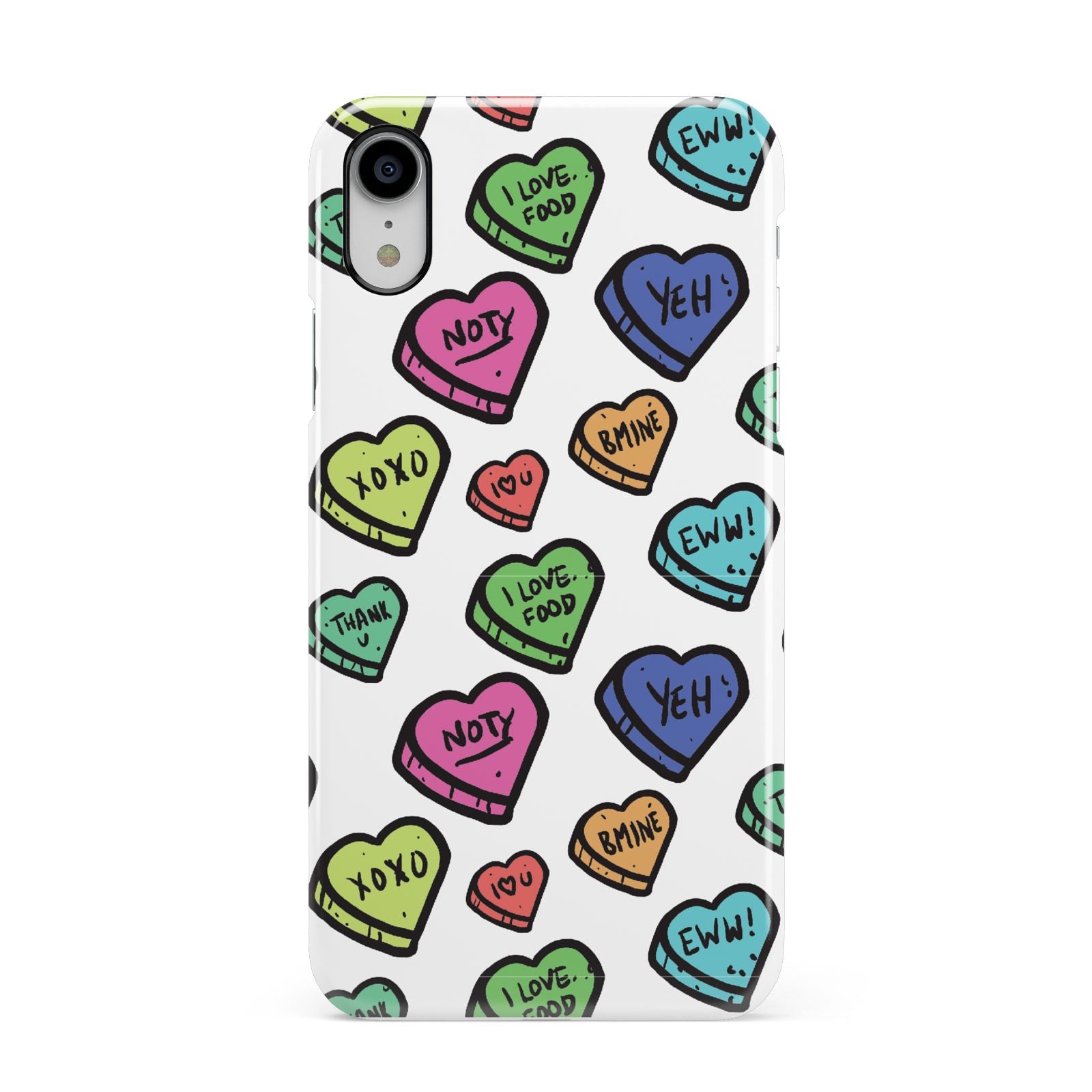 Valentines Love Heart Sweets Apple iPhone XR White 3D Snap Case