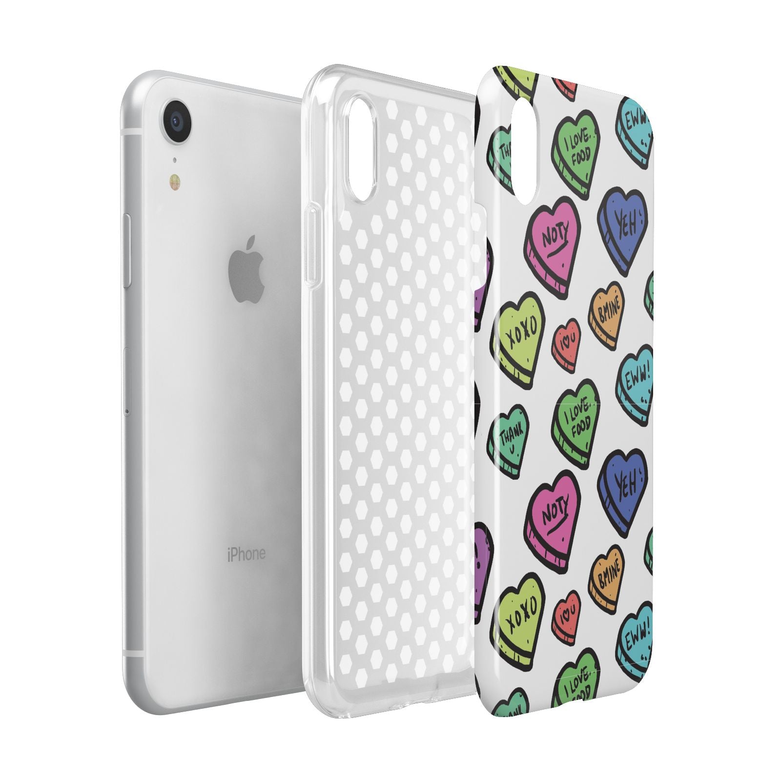 Valentines Love Heart Sweets Apple iPhone XR White 3D Tough Case Expanded view