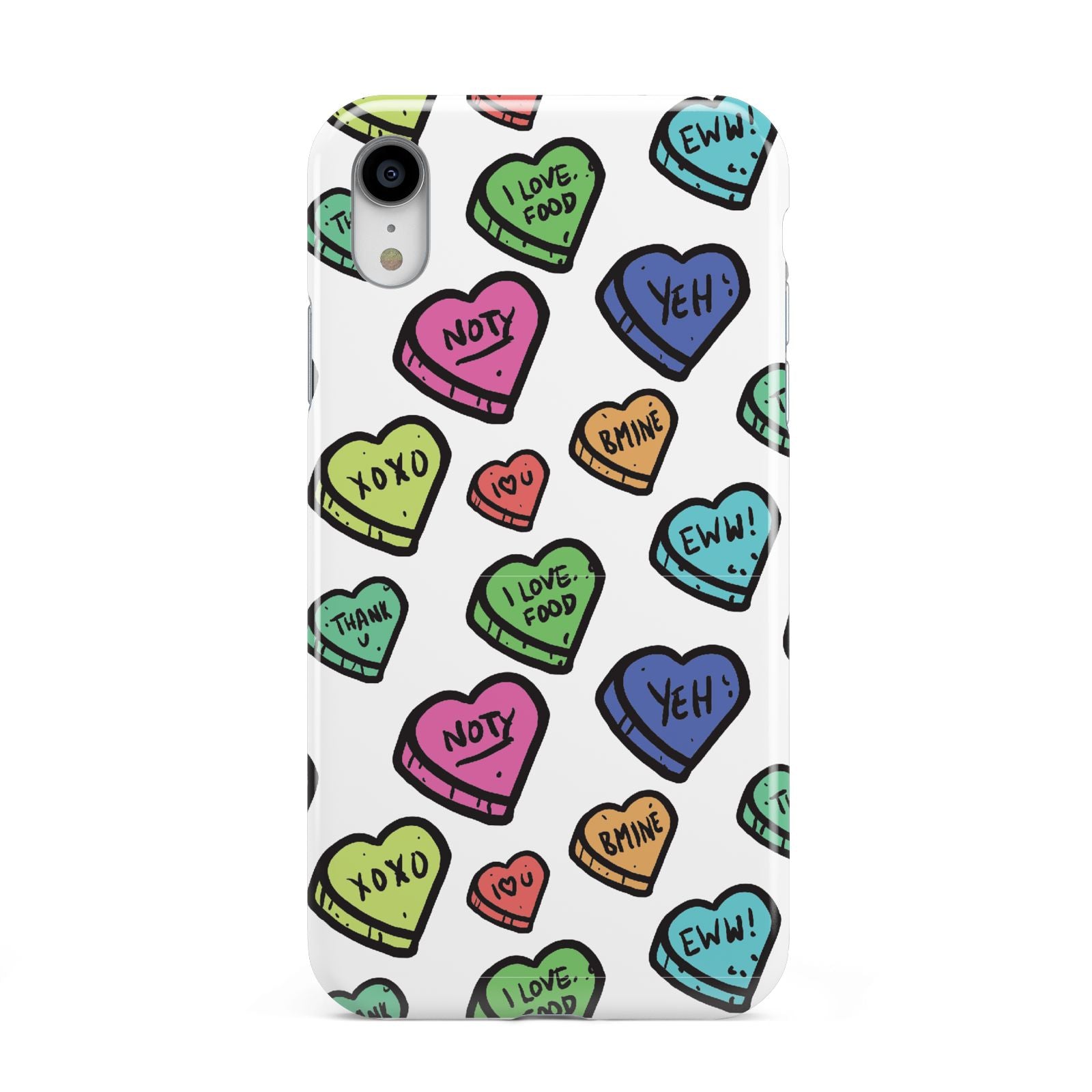 Valentines Love Heart Sweets Apple iPhone XR White 3D Tough Case