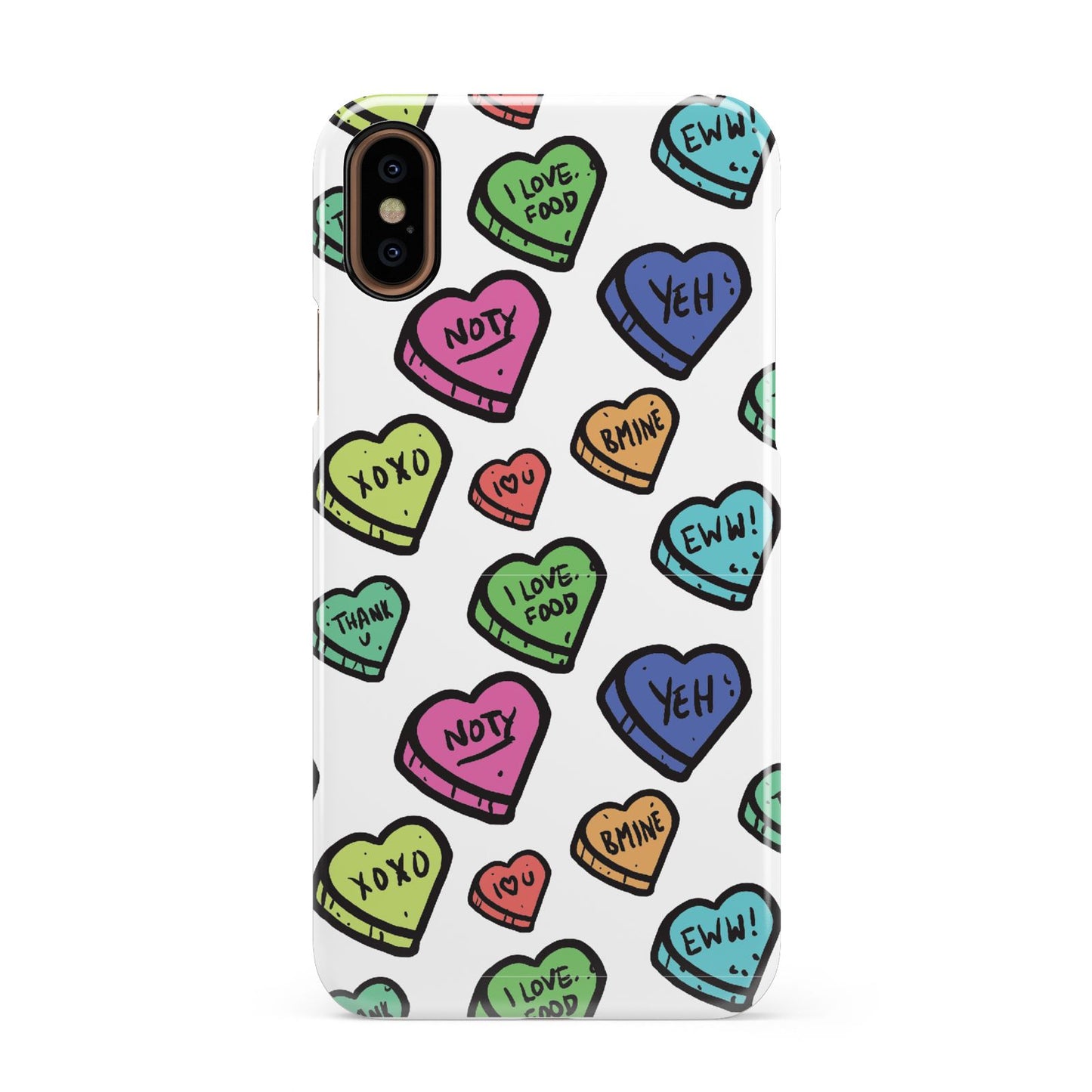 Valentines Love Heart Sweets Apple iPhone XS 3D Snap Case