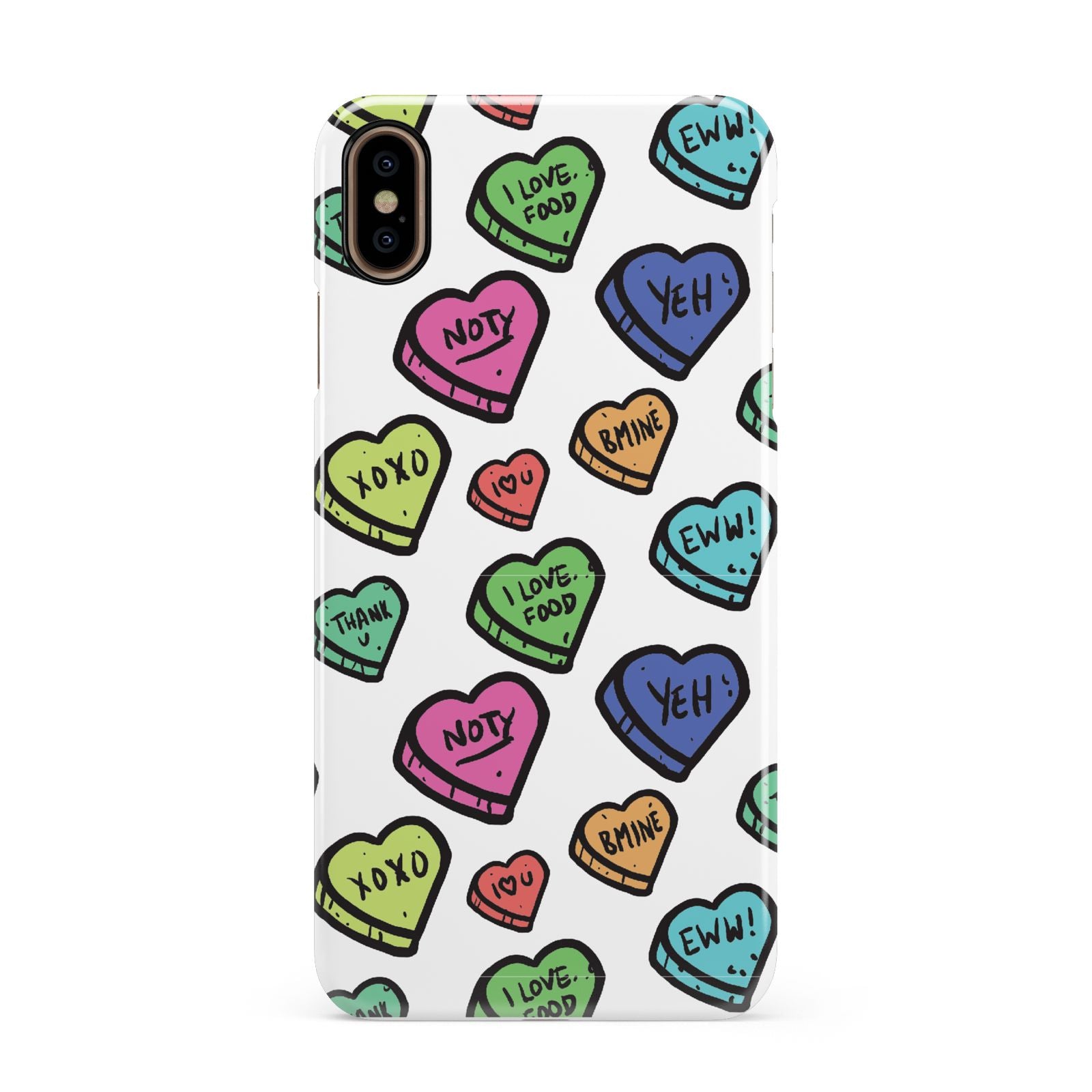 Valentines Love Heart Sweets Apple iPhone Xs Max 3D Snap Case