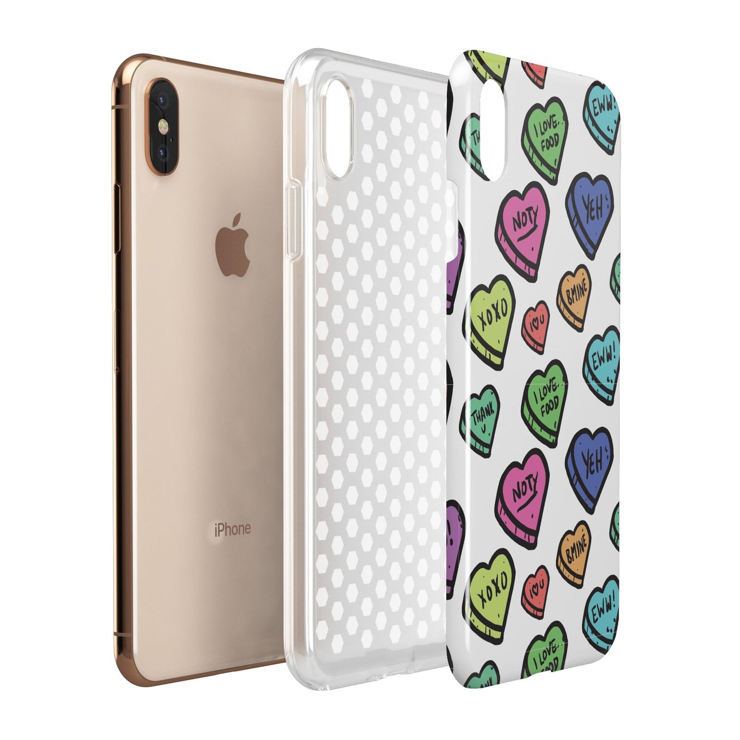 Valentines Love Heart Sweets Apple iPhone Xs Max 3D Tough Case Expanded View