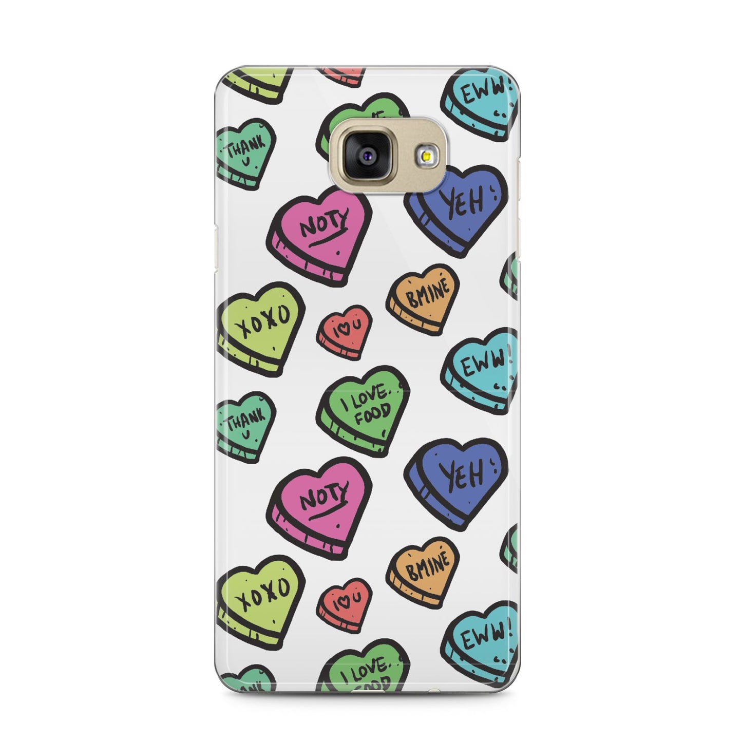 Valentines Love Heart Sweets Samsung Galaxy A5 2016 Case on gold phone