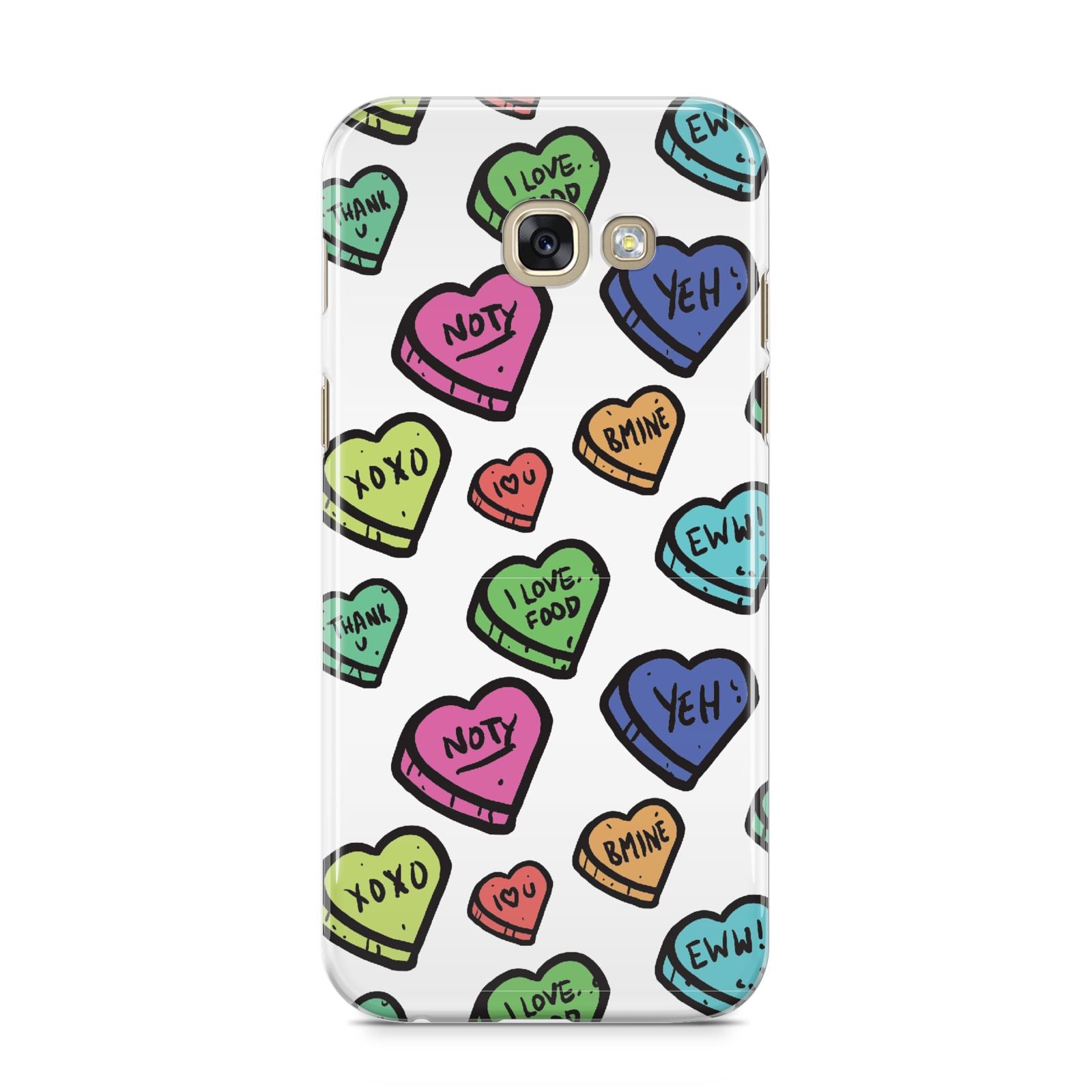 Valentines Love Heart Sweets Samsung Galaxy A5 2017 Case on gold phone