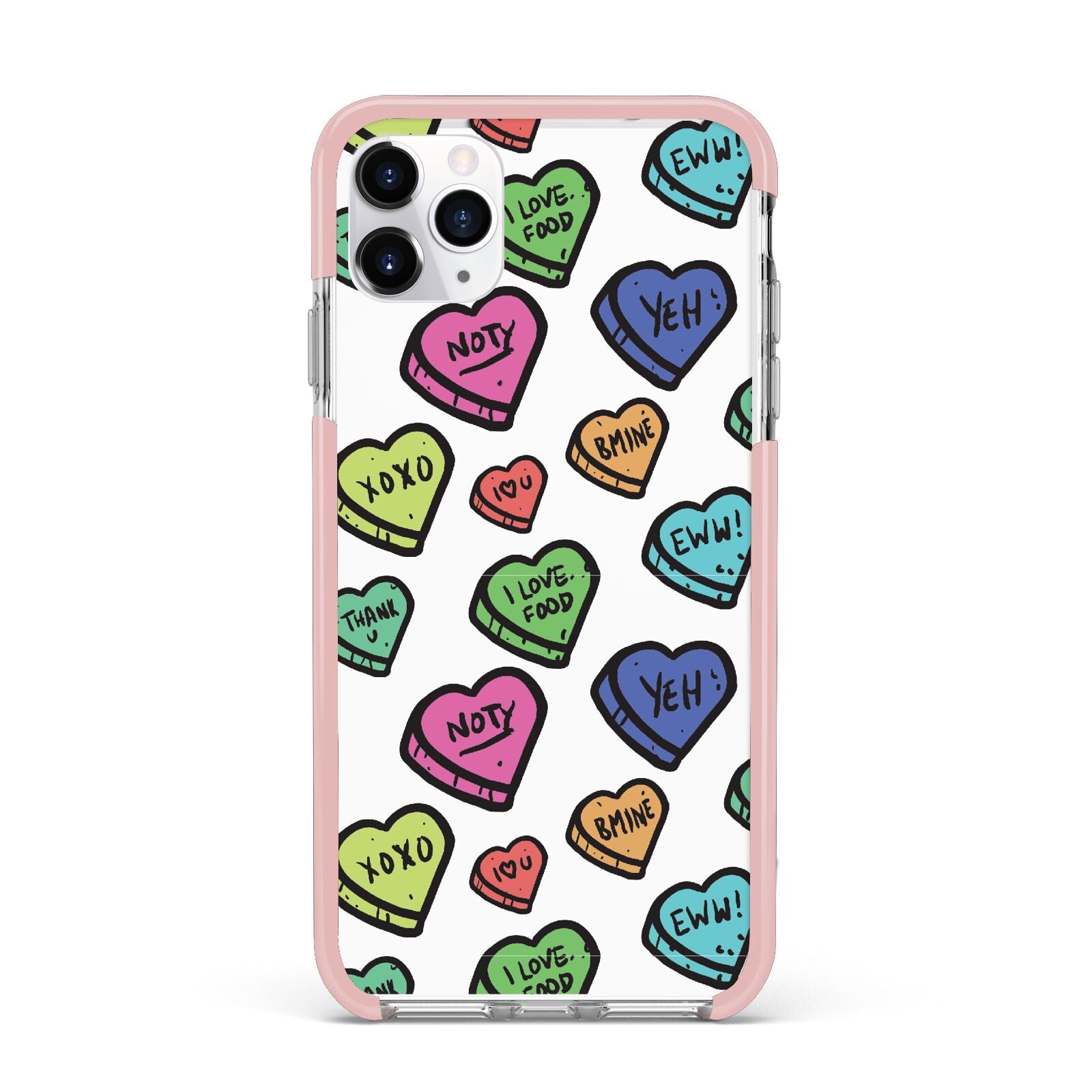 Valentines Love Heart Sweets iPhone 11 Pro Max Impact Pink Edge Case