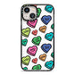 Valentines Love Heart Sweets iPhone 13 Black Impact Case on Silver phone