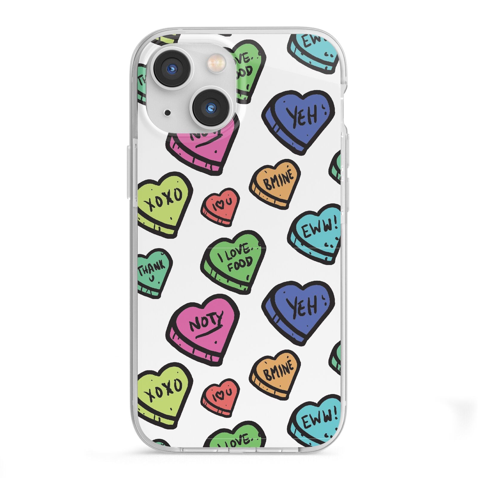 Valentines Love Heart Sweets iPhone 13 Mini TPU Impact Case with White Edges