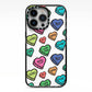 Valentines Love Heart Sweets iPhone 13 Pro Black Impact Case on Silver phone