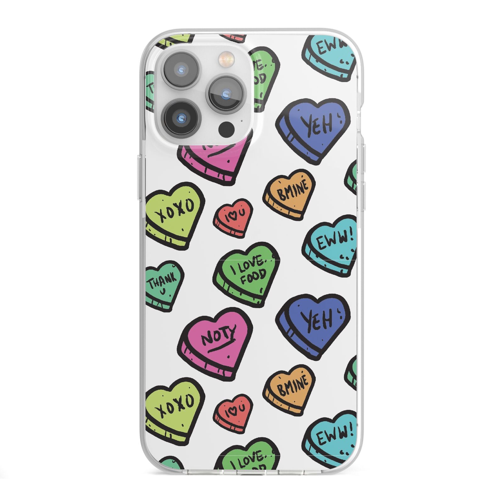 Valentines Love Heart Sweets iPhone 13 Pro Max TPU Impact Case with White Edges