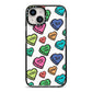 Valentines Love Heart Sweets iPhone 14 Black Impact Case on Silver phone