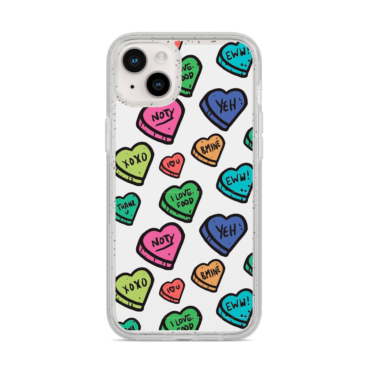 Valentines Love Heart Sweets iPhone 14 Plus Glitter Tough Case Starlight