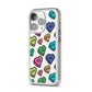 Valentines Love Heart Sweets iPhone 14 Pro Clear Tough Case Silver Angled Image