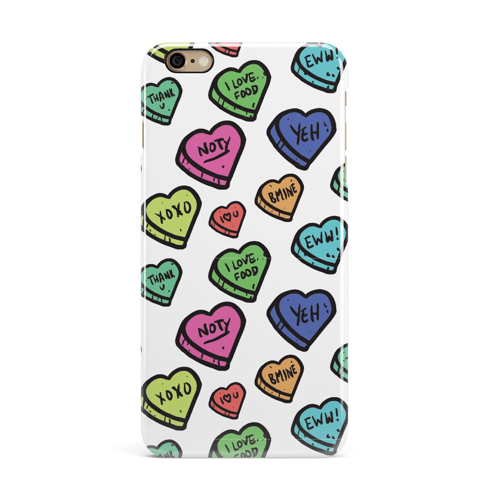 Valentines Love Heart Sweets iPhone 6 Plus 3D Snap Case on Gold Phone