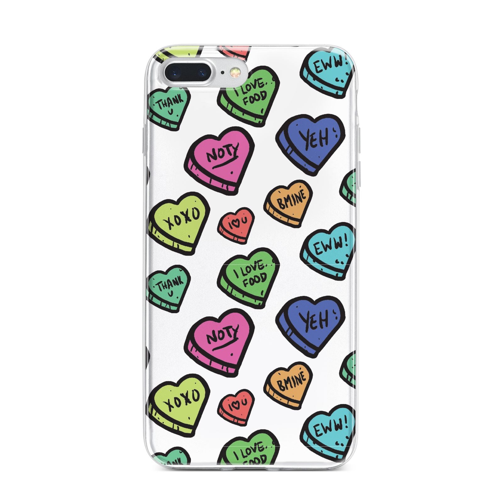 Valentines Love Heart Sweets iPhone 7 Plus Bumper Case on Silver iPhone