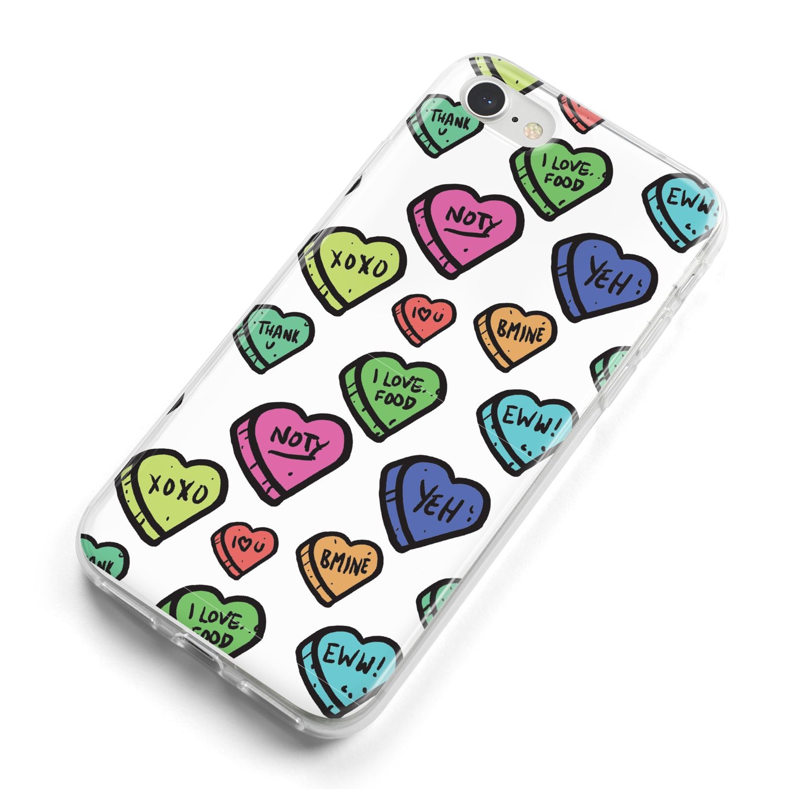 Valentines Love Heart Sweets iPhone 8 Bumper Case on Silver iPhone Alternative Image