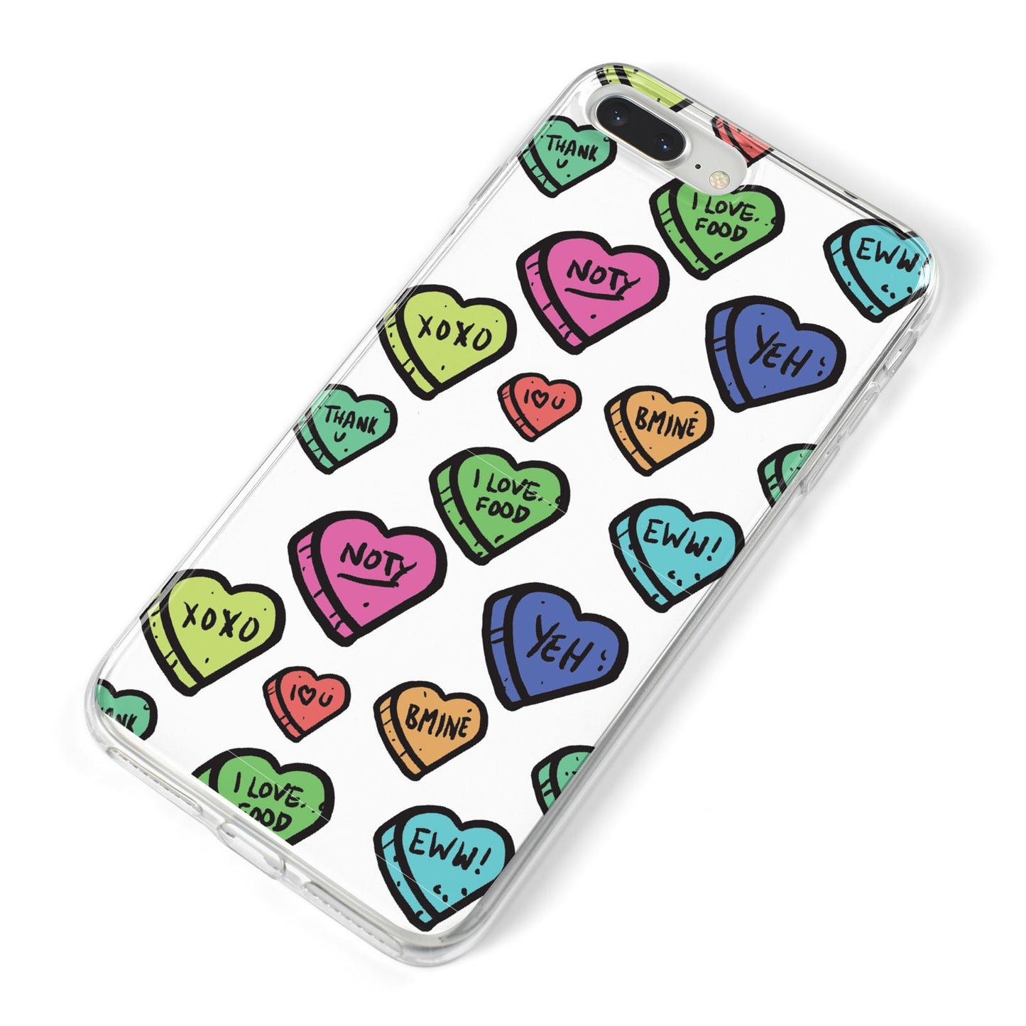 Valentines Love Heart Sweets iPhone 8 Plus Bumper Case on Silver iPhone Alternative Image