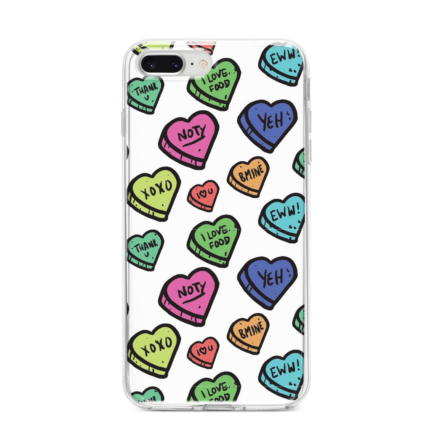 Valentines Love Heart Sweets iPhone 8 Plus Bumper Case on Silver iPhone