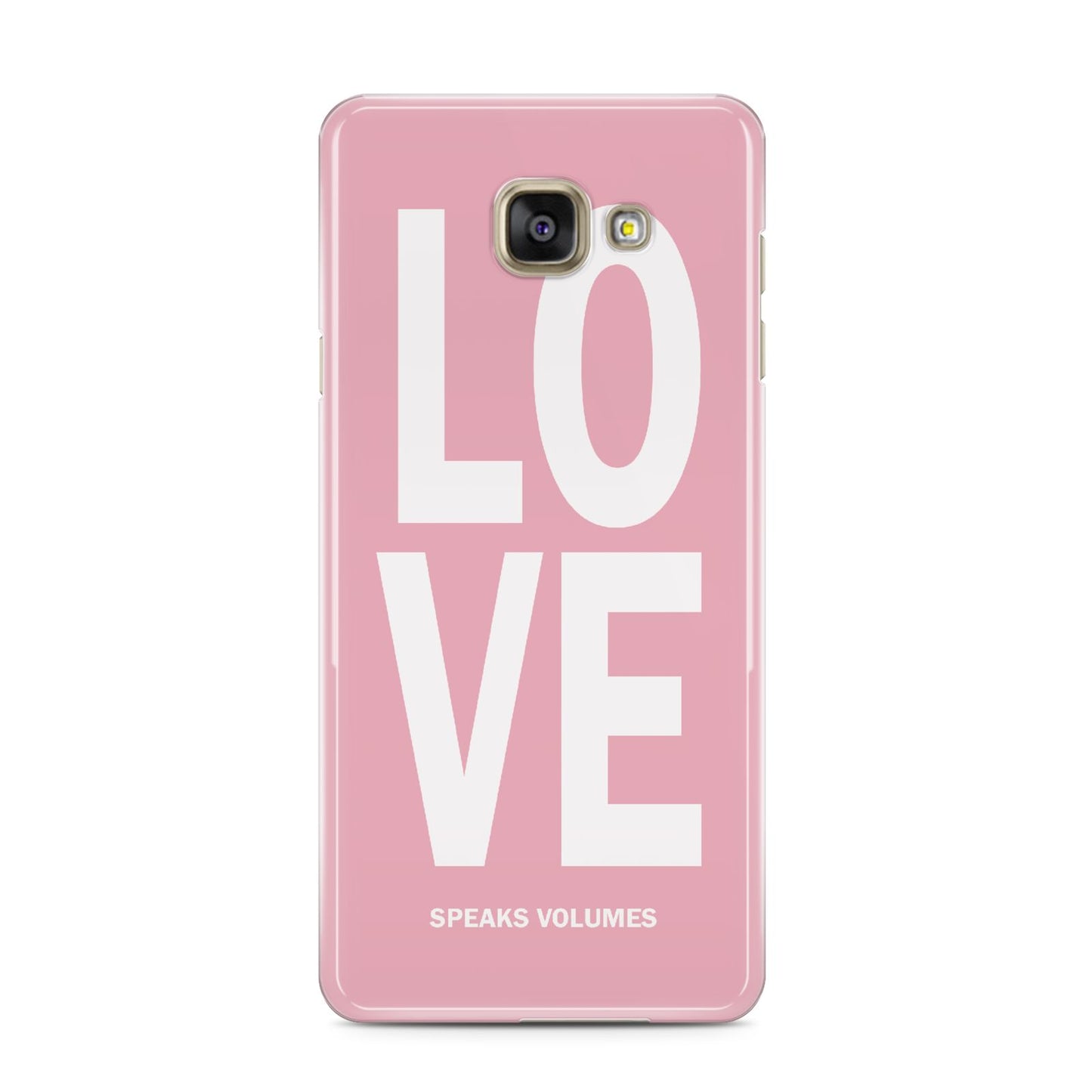 Valentines Love Speaks Volumes Samsung Galaxy A3 2016 Case on gold phone