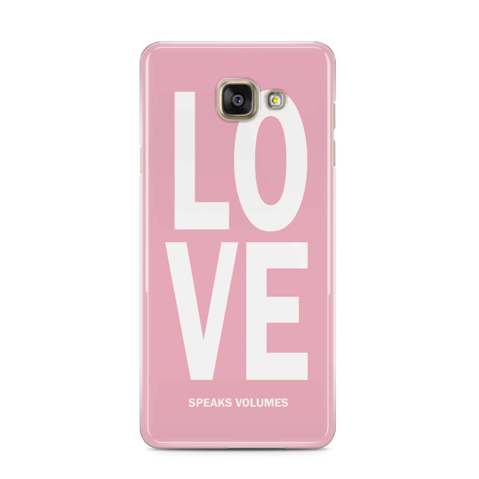 Valentines Love Speaks Volumes Samsung Galaxy A3 2016 Case on gold phone