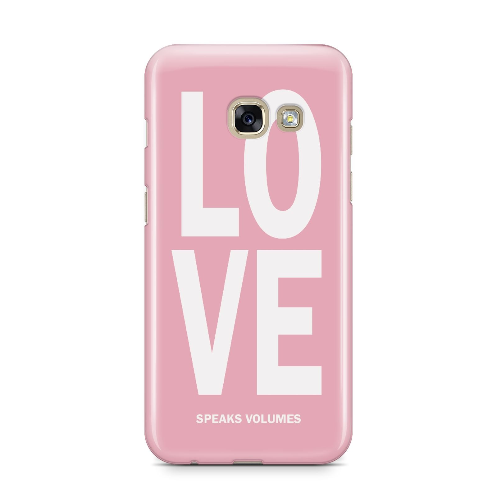 Valentines Love Speaks Volumes Samsung Galaxy A3 2017 Case on gold phone