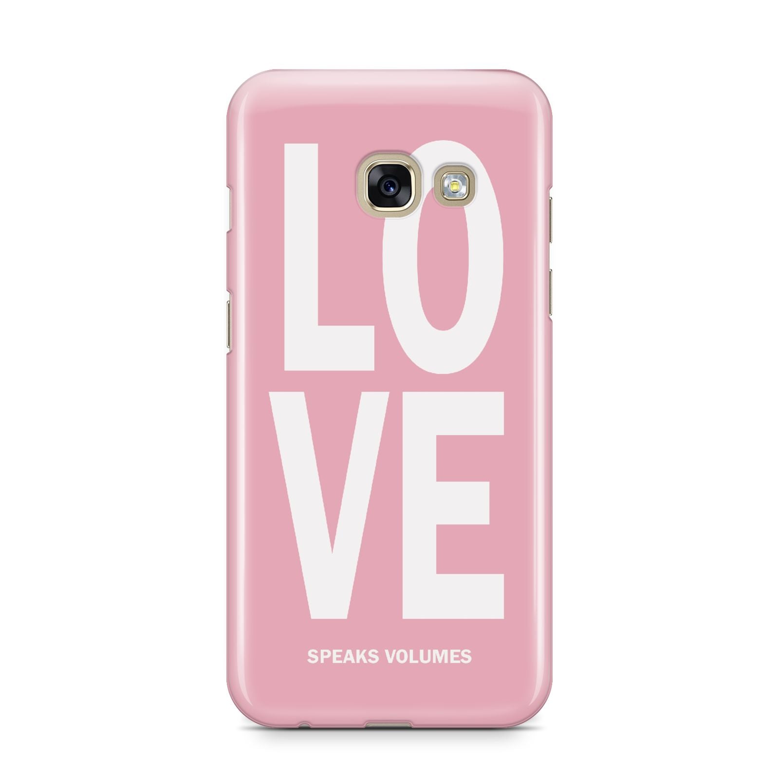 Valentines Love Speaks Volumes Samsung Galaxy A3 2017 Case on gold phone